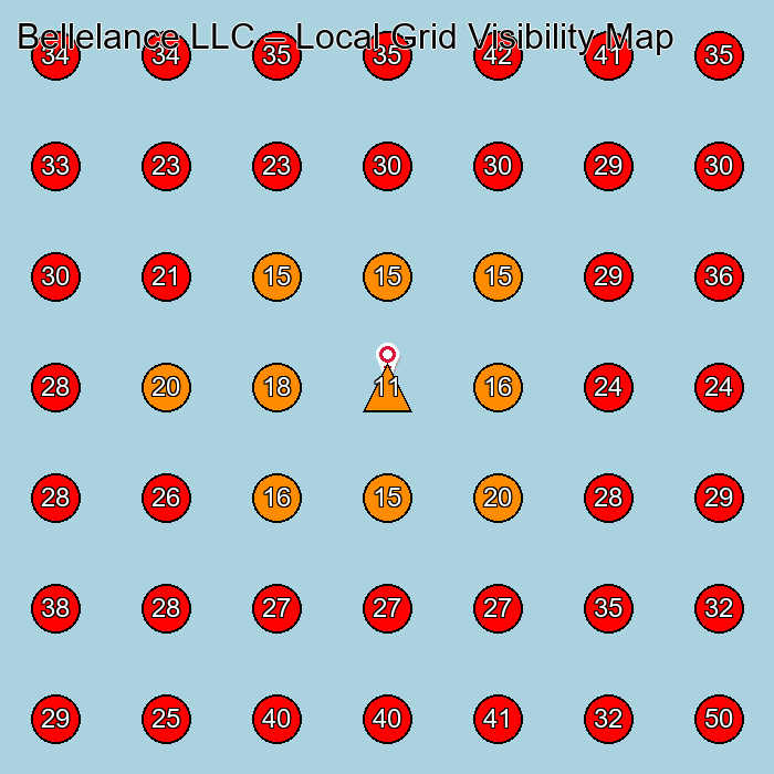 Bellelance LLC GeoGrid visibility map for Cosmetics Store in None